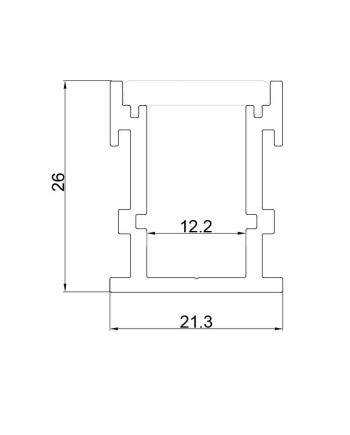 PERFIL ALUMINIO SUELO  2000*21,3*26mm